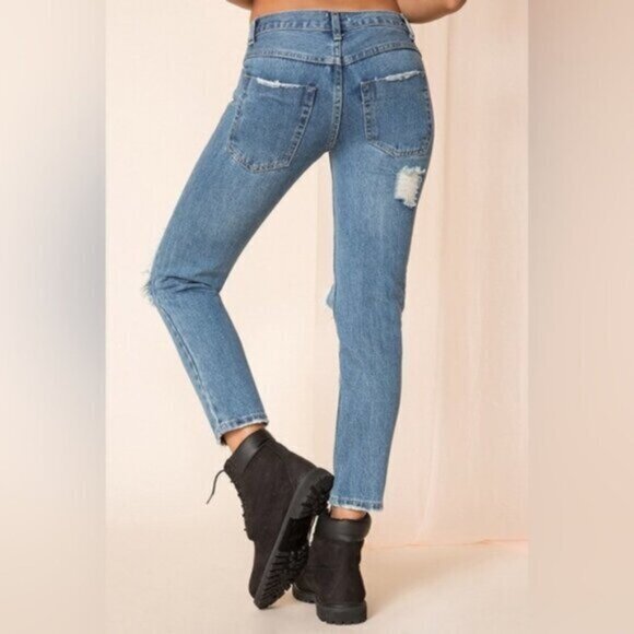 Superdown Revolve Angie Girlfriend Jeans Straight Leg Wash Blue High rise 25 - Picture 11 of 15